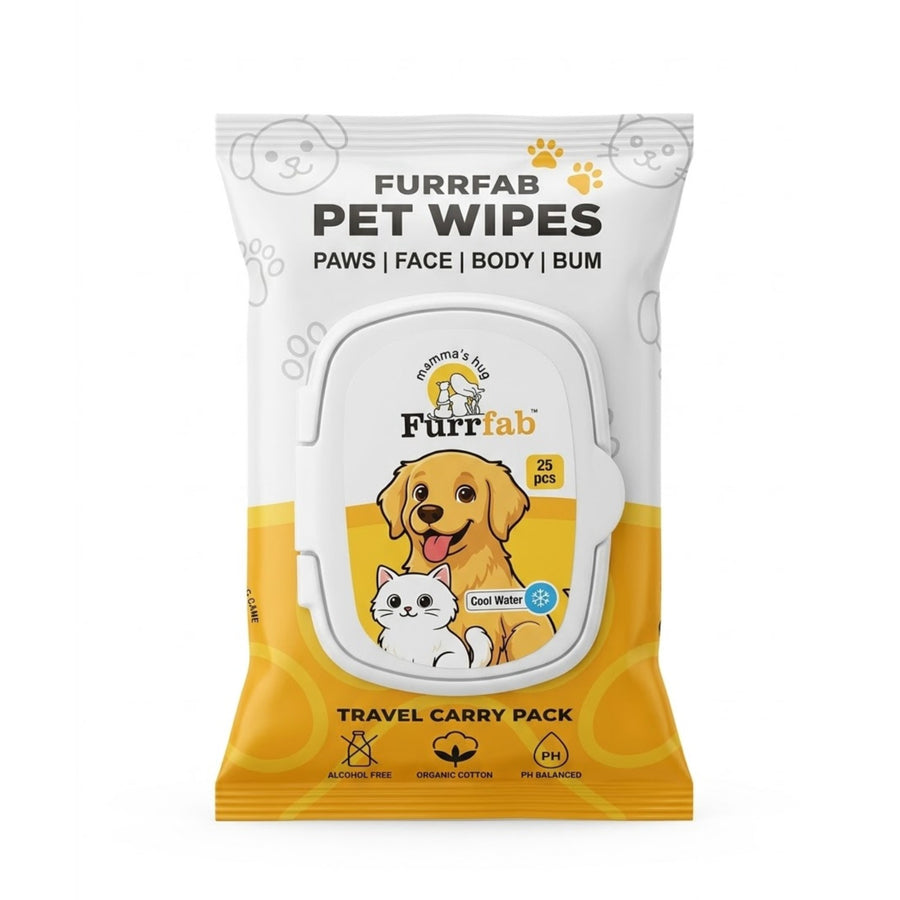 Furrfab Pet Wipes 25 Pulls | Face, Body, Paws & Bum Cleaning Wipes for Dogs & Cats