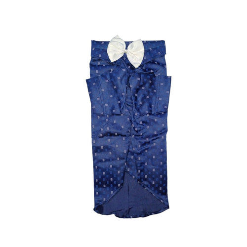 Furrfab White Bow Navy Box Design Shirt for Dog