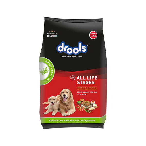Drools All Life Stages 100% Vegetable Dry Dog Food 1.2 Kg Ingredients