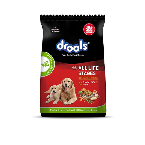 Drools Dry Dog Food All Lifestages 100% Vegetable, 10Kg Pack