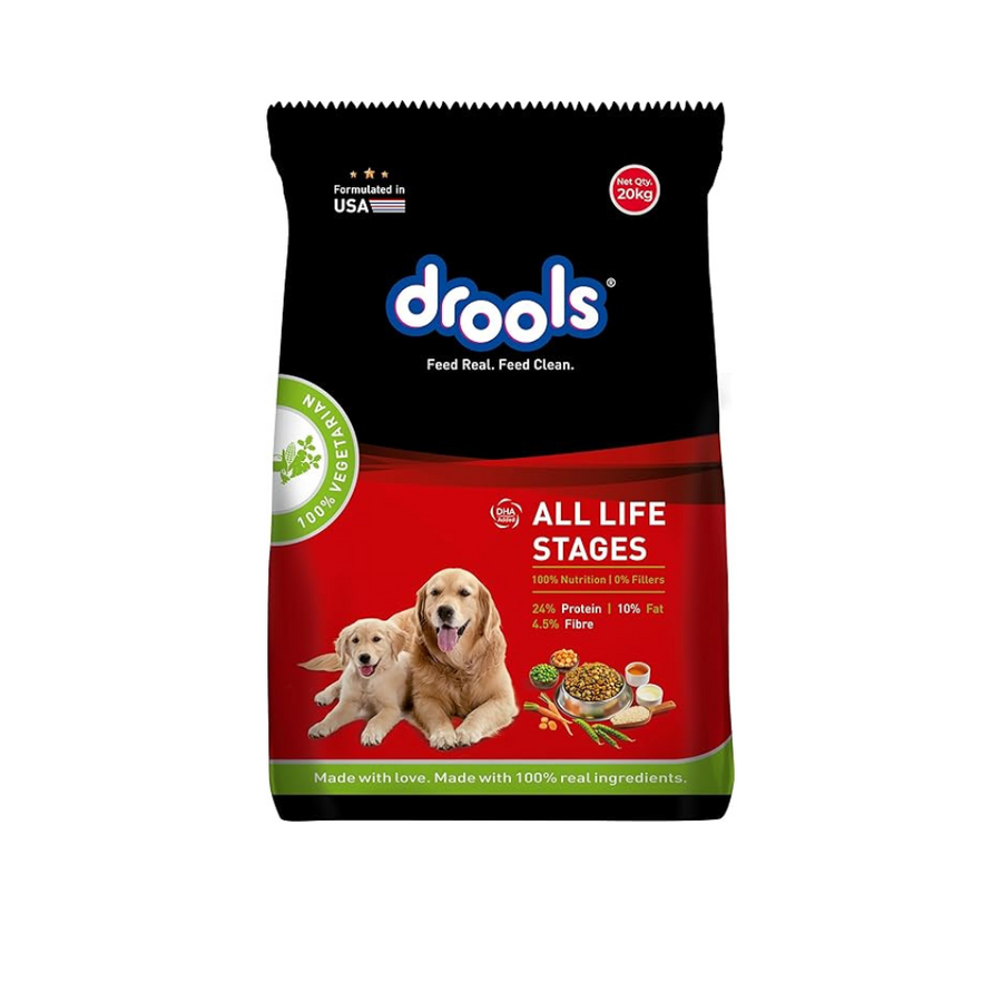 Drools Dry Dog Food All Lifestages 100% Vegetable, 20Kg Pack