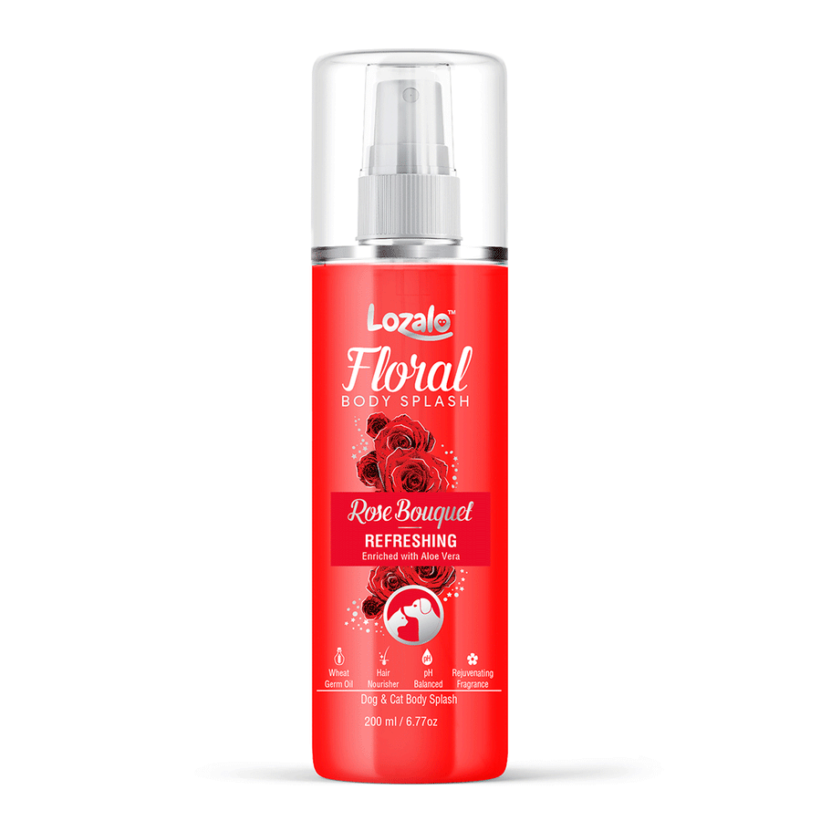 Lozalo Floral Rose Pet Perfume Spray - 500 ml for Dogs & Cats (Pack of 2)