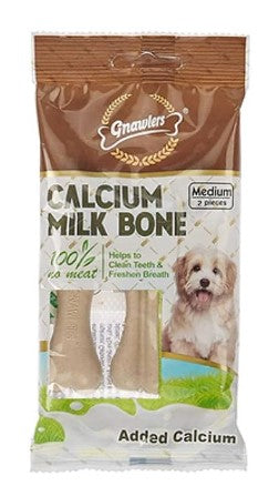 Gnawlers Calcium Milk Bone 4" 2 in 1 Dog Treat, 110g (Pack of 3)