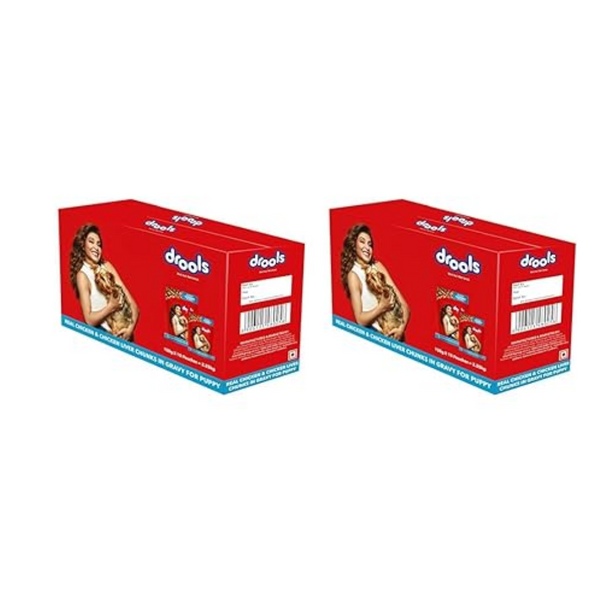 Drools Puppy Wet Dog Food Real Chicken  & Chicken Liver Chunks in Gravy 150g (30 Pieces) Ingredients