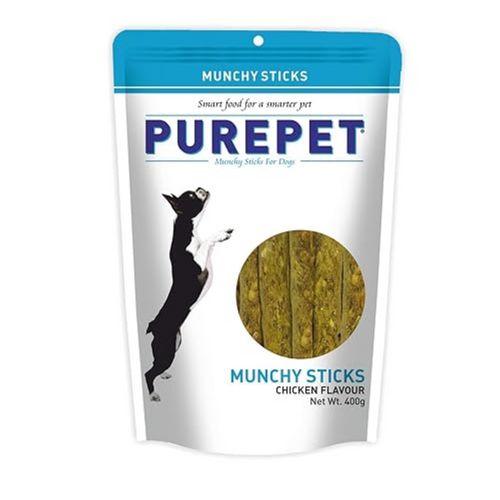 Purepet Dog Munchy Sticks, Chicken Flavor-400g, All Life Stages