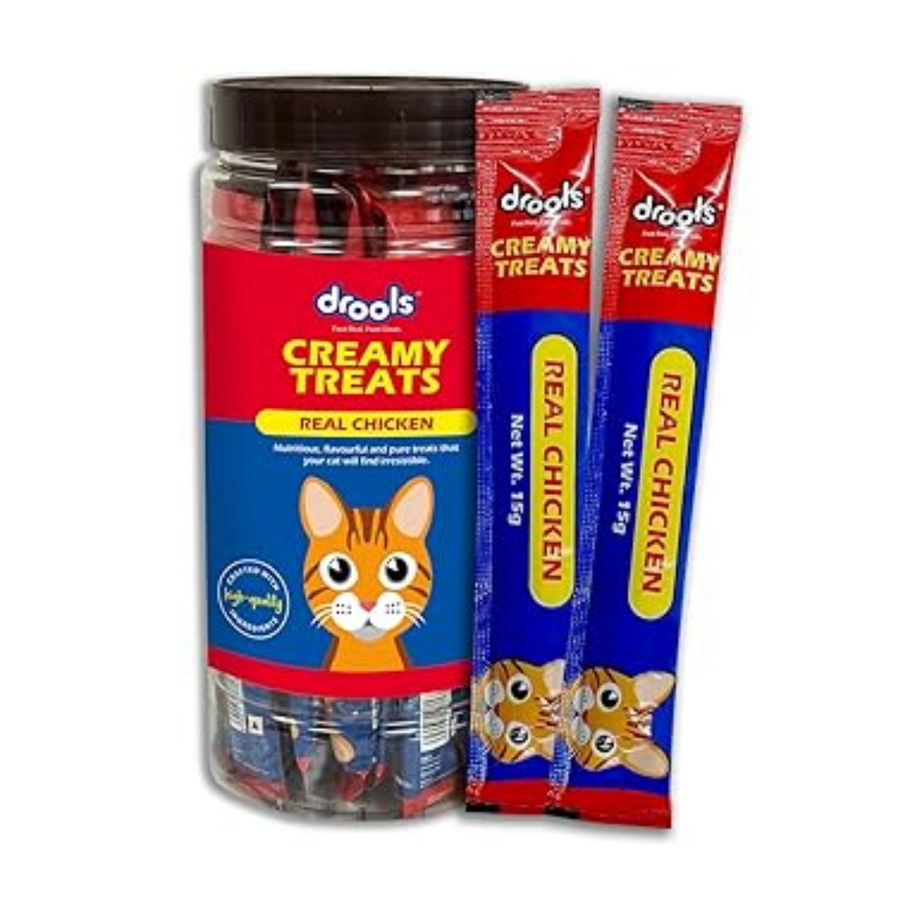 Drools Creamy Lickable Cat Treats Real Chicken 25Pcs, 375G Pack, All Life Stages
