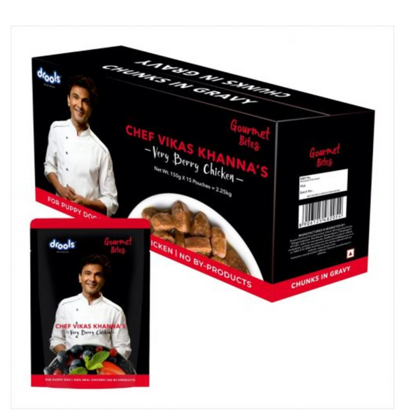 Drools Chef Vikas Special Very Berry Chicken Chunks Gravy 150g (15 Pouches) Ingredients