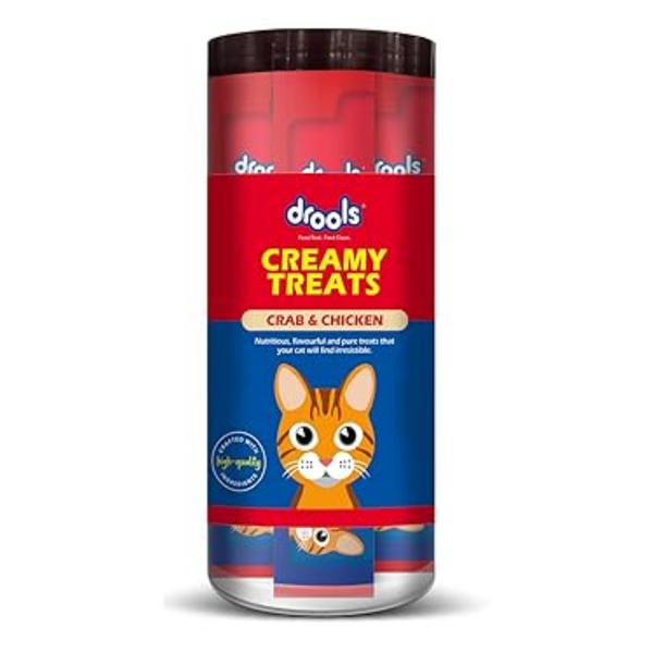 Drools Creamy Lickable Cat Treats Crab & Chicken 25Pcs, 375G Pack, All Life Stages Ingredients