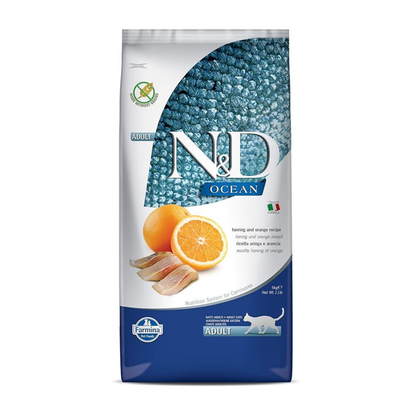 N&D Ocean Herring & Orange Adult Cat Dry Food Ingredients