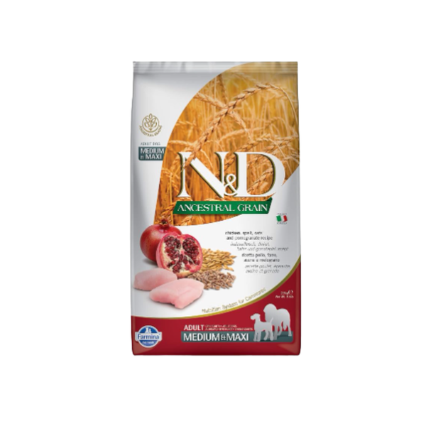N&D ANCESTRAL Chicken Adult Medium/ Maxi Dry Dog Food, 2.5 kg Ingredients