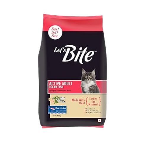 Let's Bite Active Adult Ocean Fish Dry Cat Food, 400g