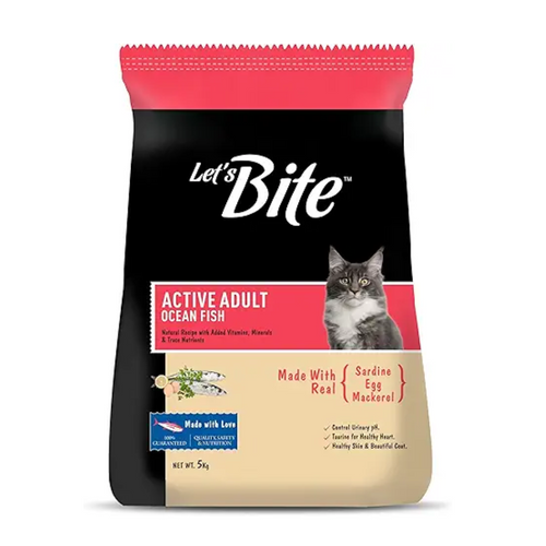 Let's Bite Active Adult Ocean Fish Dry Cat Food- 5Kg