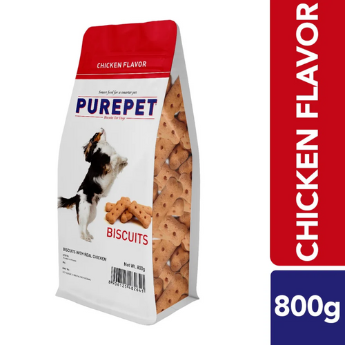 Purepet Chicken Flavour Real Chicken Biscuit Dog Treats Pouch, 800g