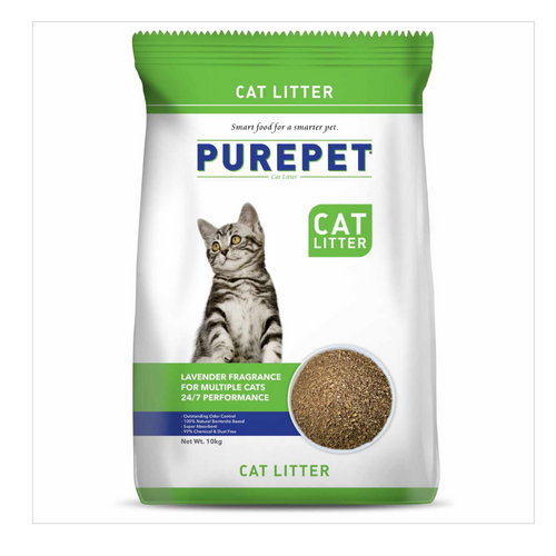 Purepet Clumping Lavender Fragrance Cat Litter (for Multiple Cats), 10kg