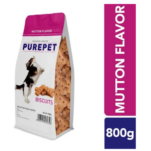 Purepet Mutton Flavour Real Chicken Biscuit Dog Treats Pouch, 800g