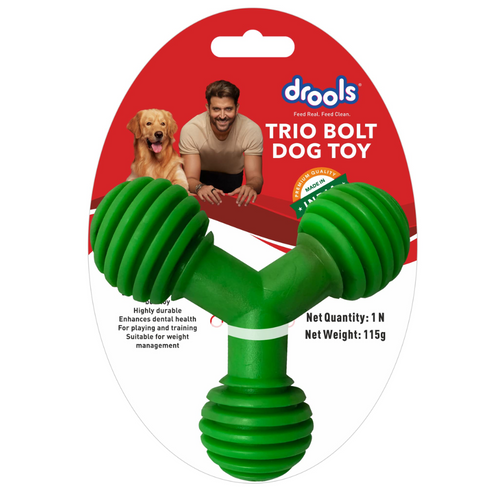 Drools Non-Toxic Rubber Toy for Dogs, Trio Bolt Ring 115g Pack