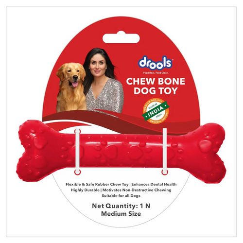 Drools Non-Toxic Bone Shape Rubber Toy for Dogs (Medium) 12.7 cm Pack