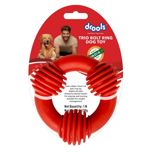 Drools Non-Toxic Rubber Toy for Dogs, Trio Bolt Ring 130g Pack Ingredients