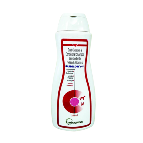 Vetoquinol Samglow P-V Coat Cleanser & Conditioner Shampoo for Dogs & Cats, 200 ml (Pack of 2)