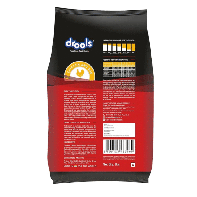 Drools Puppy Dry Dog Food, Chicken and Egg Flavor 3 kg Pack - Image 2