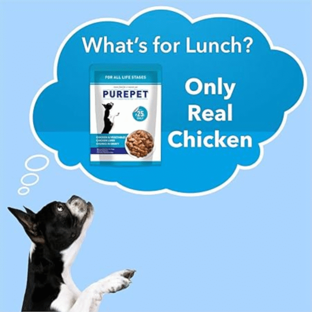 Purepet Wet Adult  Dog Food Chicken and Vegetable Chunks, Pack of 15 (15 x 70g), 1050g, All Life Stages - Image 4