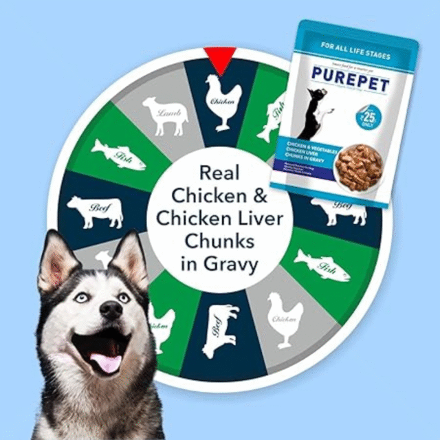 Purepet Wet Adult  Dog Food Chicken and Vegetable Chunks, Pack of 15 (15 x 70g), 1050g, All Life Stages - Image 5