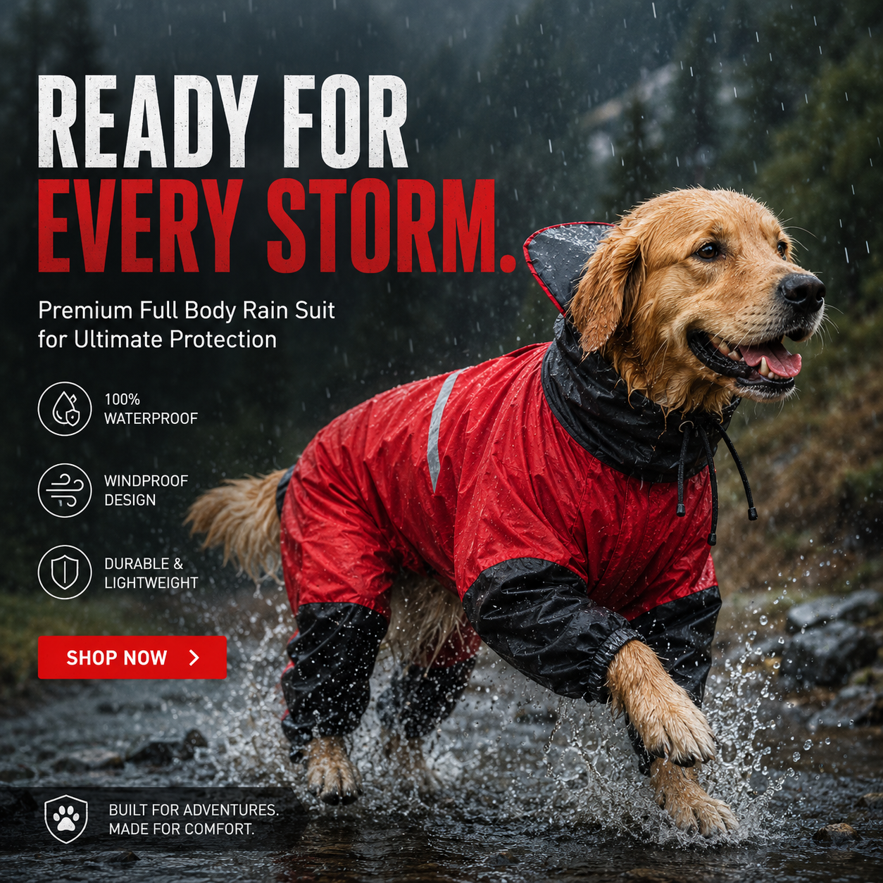 Furrfab Jumpsuit Style Dog Raincoat (Full Sleeves) - Image 4