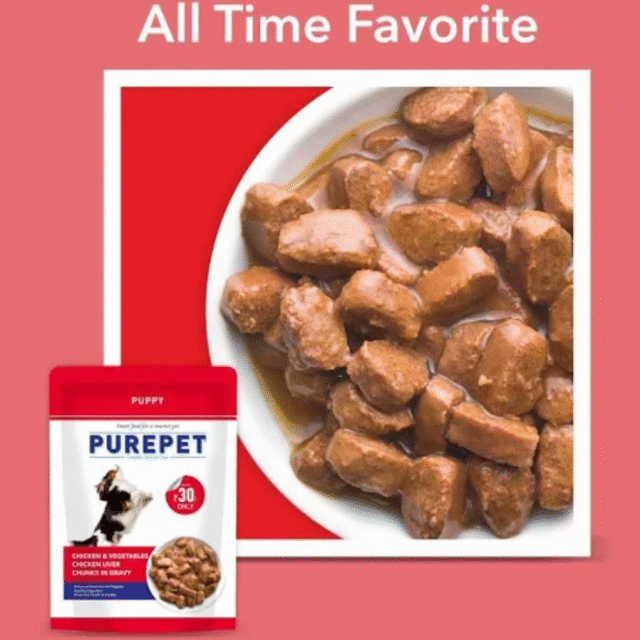 Purepet Wet Puppy Dog Food, Chicken and Vegetable Chunks in Gravy, 15 Pouches (15 x 70g) - Image 3