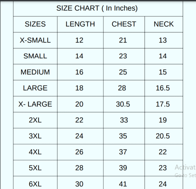 Size Chart