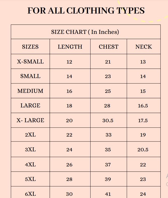 all size chart