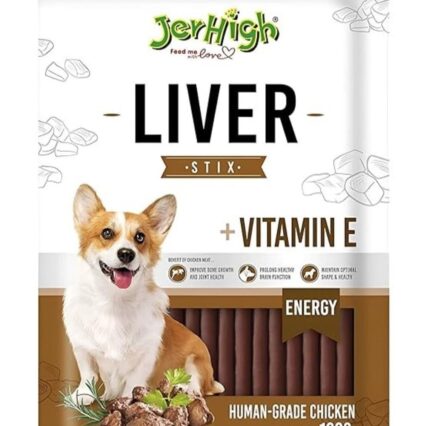 JerHigh Liver Stix Fully Digestible High Protein Treats for Dogs, 100gm