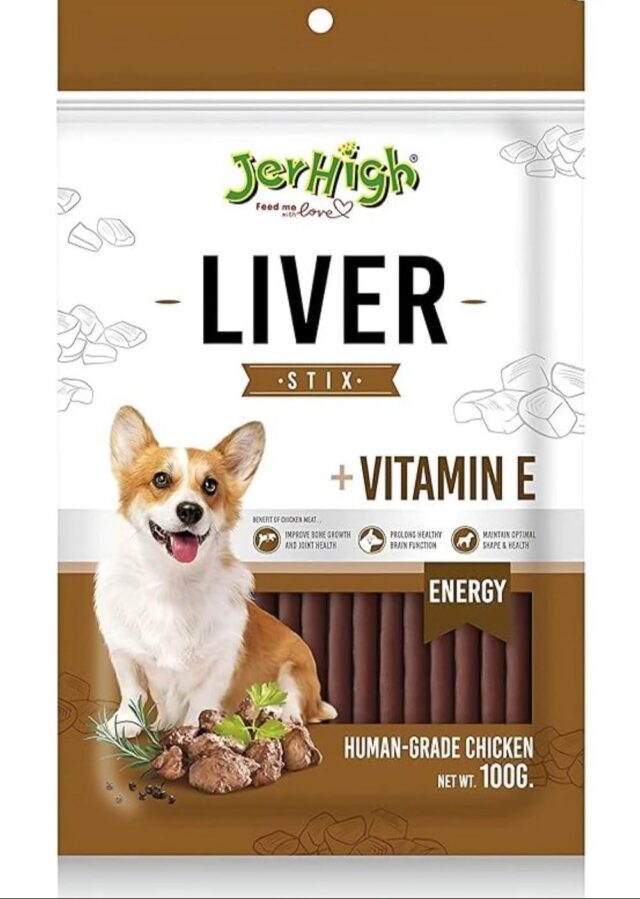 JerHigh Liver Stix Fully Digestible High Protein Treats for Dogs, 100gm