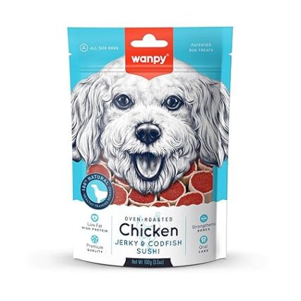 Wanpy Natural Dog Treat | Chicken Jerky & Cheese Slices Jerky Strips 100Gm (Pack of 1)
