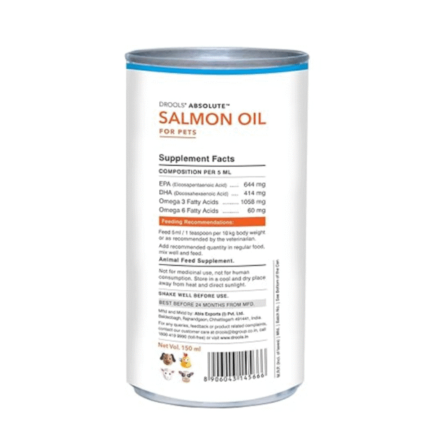 Drools Absolute Salmon Oil Syrup- Dog Supplement, 150ml Pack - Image 2