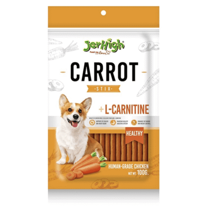 JerHigh Carrot Stix Fully Digestible High Protein Treats for Dogs, 100gm