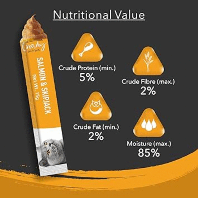 Kitty Yums Creamy Lickable Cat Treat, Salmon & Skipjack Flavour (Pack of 5 Pouches, 375G) for All Life Stages - Image 5