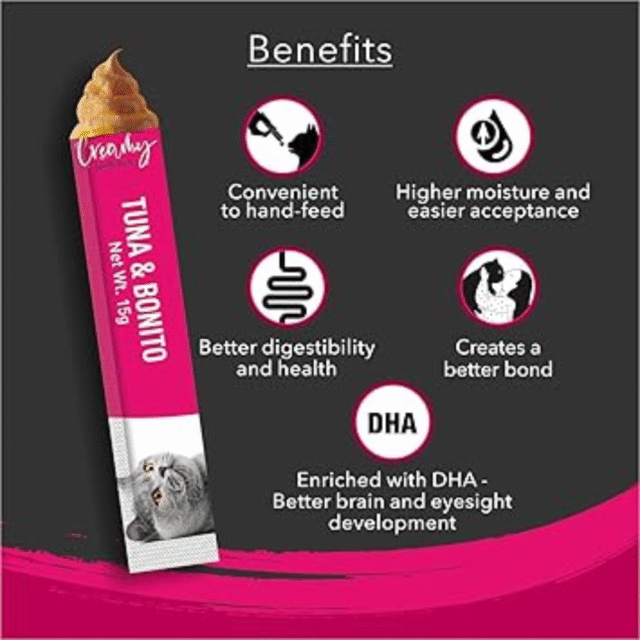 Kitty Yums Creamy Lickable Cat Treat, Tuna & Bonito Flavour (Pack of 5 Pouches, 375G) for All Life Stages - Image 3