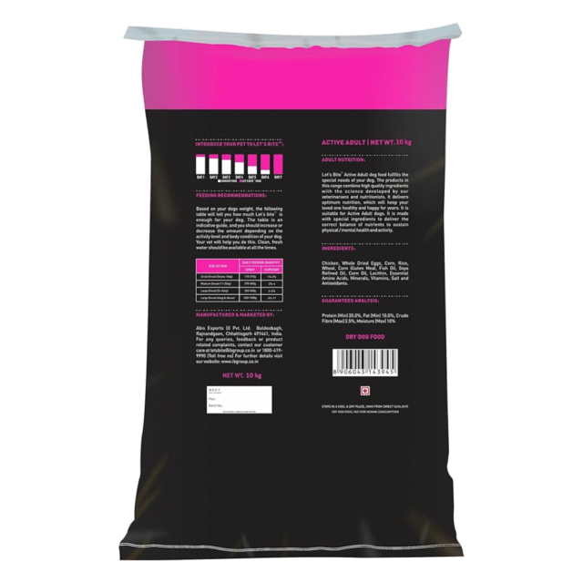 Let's Bite Active Adult Dry Dog Food- 10Kg - Image 2