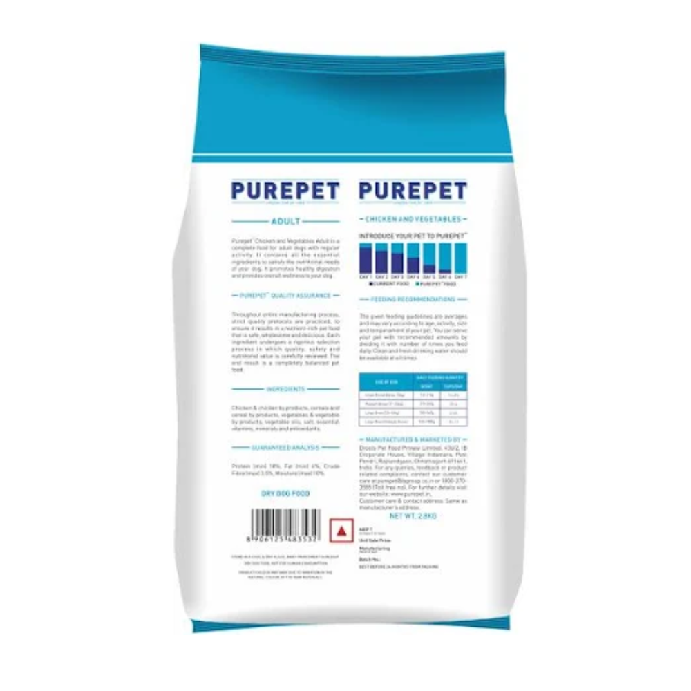 Purepet Adult Dry Dog Food |Chicken and Vegetable Flavor 7kg Pack - Image 2