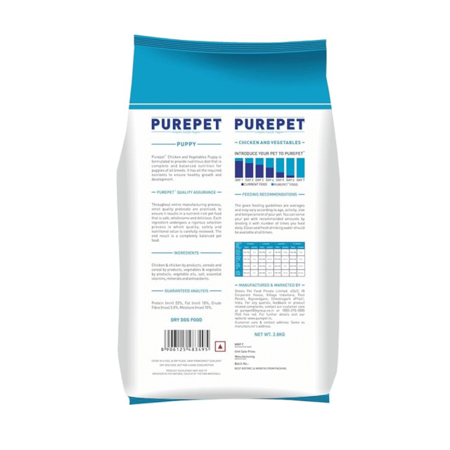 Purepet Puppy Dry Dog Food Chicken & Vegetable Flavour 2.8 kg Pack - Image 2