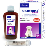Virbac Canitone Junior Supplement for Dog, Strawberry Flavor 250ml