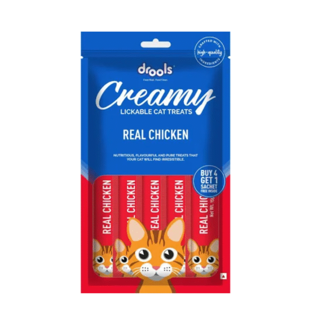Drools Creamy Lickable Cat Treat Real Chicken (Pack of 5 Pouches, 375g), All Life Stages - Image 2