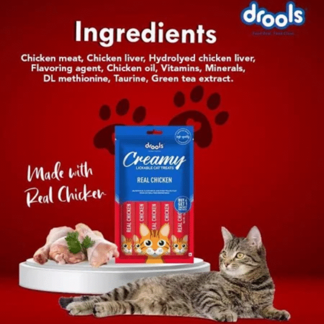Drools Creamy Lickable Cat Treat Real Chicken (Pack of 5 Pouches, 375g), All Life Stages - Image 4
