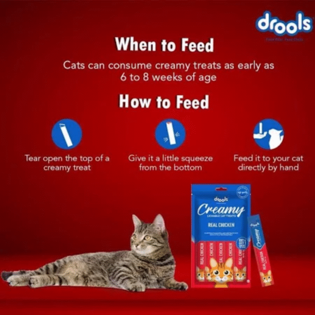 Drools Creamy Lickable Cat Treat Real Chicken (Pack of 5 Pouches, 375g), All Life Stages - Image 3