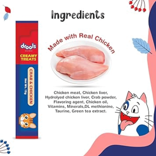 Drools Creamy Lickable Cat Treats Crab & Chicken 25Pcs, 375G Pack, All Life Stages - Image 3