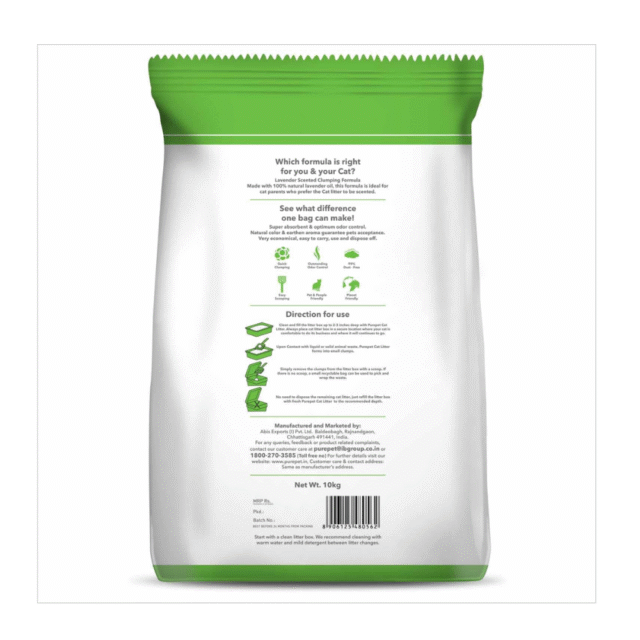 Purepet Clumping Lavender Fragrance Cat Litter (for Multiple Cats), 10kg - Image 2