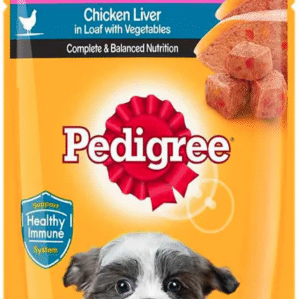 PEDIGREE Puppy Wet Dog Food, Chicken Liver Flavour in Loaf with Vegetables, 70g