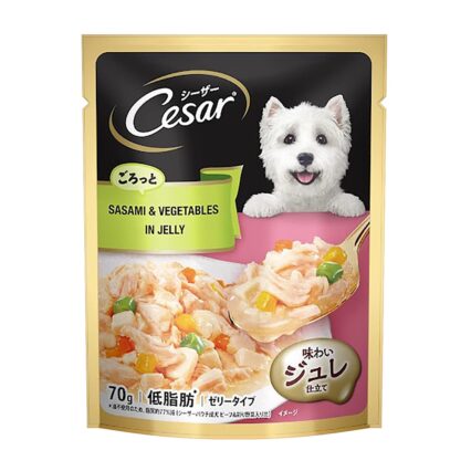 Cesar Gourmet Wet Food for Adult Dogs, Sasami & Vegetables in Jelly flavour, 70g (Pack of 16)