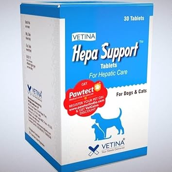 Vetina Hepa Support for Hepatic Care for Dogs and Cats, 30 Tablets