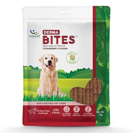 Natural Remedies Derma Bites Long Sticks Skin Healthy Treats, Strawberry Flavor, 75g (Pack of 2)